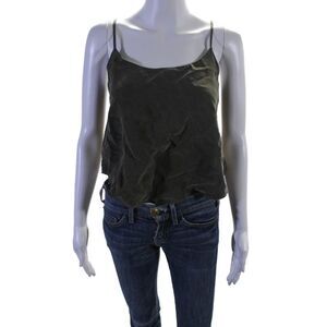 Neranese Womens Suede Soft Textured Sleeveless Cropped Top green Size M